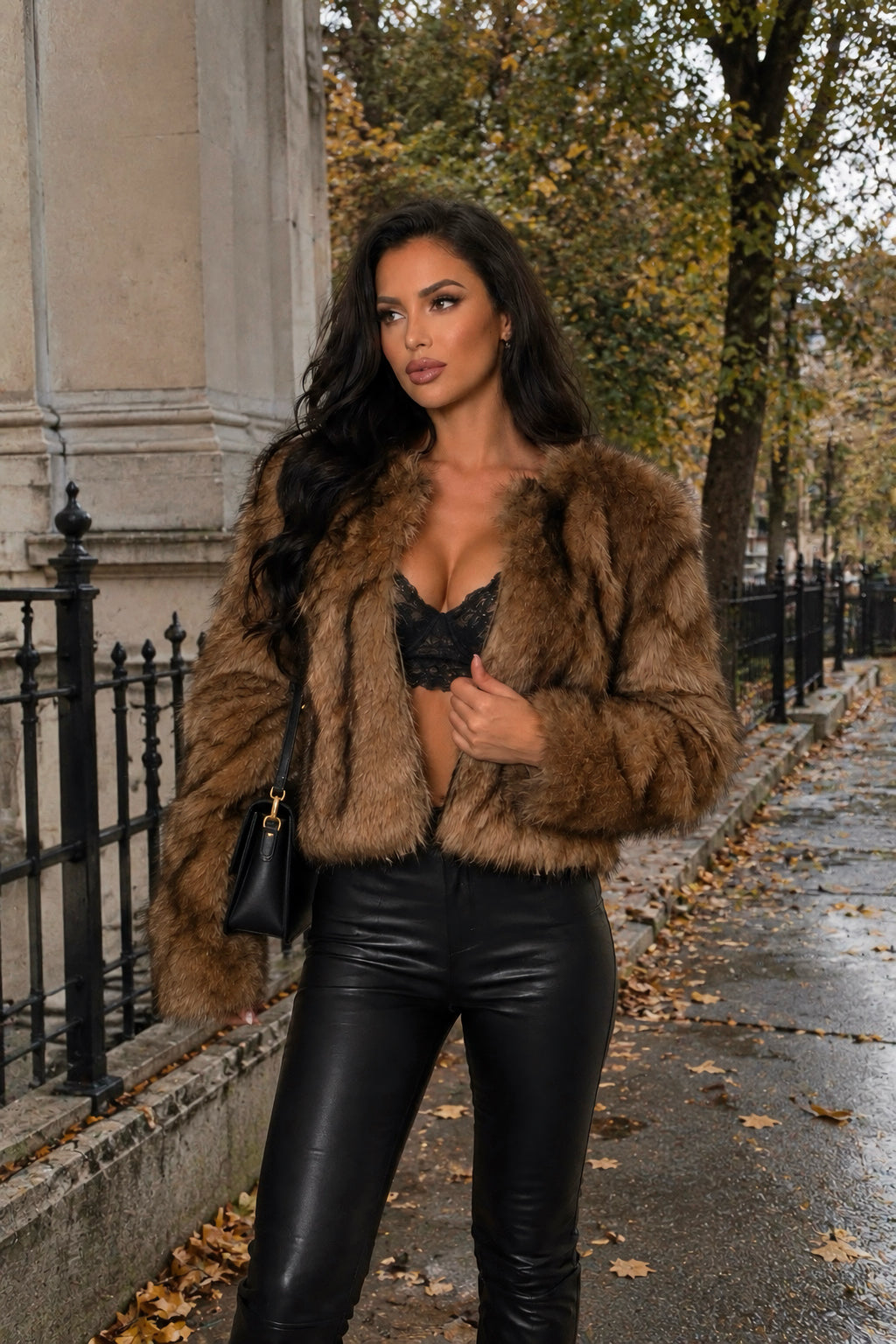 Sexy Voluminous, Long-pile Faux Fur Jacket